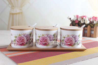 【最新產品 配木座陶瓷直身調味罐 低骨瓷時尚家居廚房用具套裝批發】價格,廠家,圖片,調料瓶/調料盒,潮州市楓溪德利彩瓷廠-