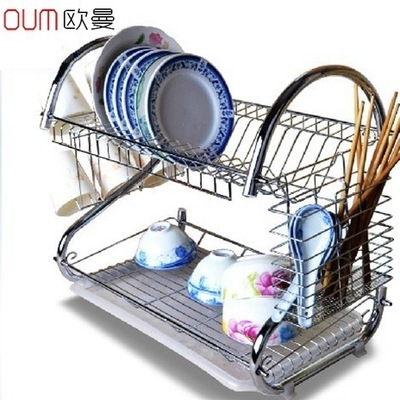 不銹鋼雙層碗架 多功能廚房瀝水置物解決方案